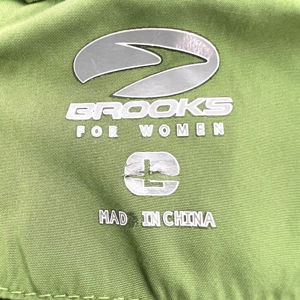 BROOKS Running Jacket Womens L Green Vented Windbreaker Full Zip Pockets - Picture 2 of 15